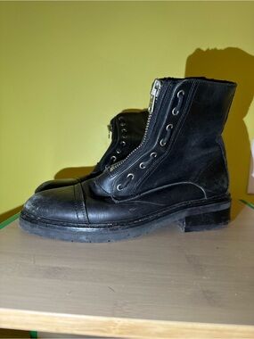 ALLSAINTS Ariel Black Leather Combat Boots Size 40